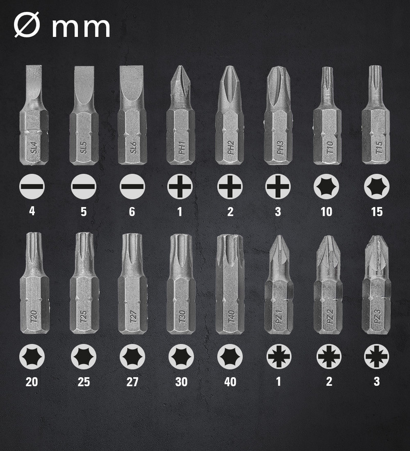 1/4" Chrom-Vanadium-Stahl-Bits