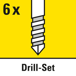 6 Bohrer zum direkten Einsatz im Lieferumfang