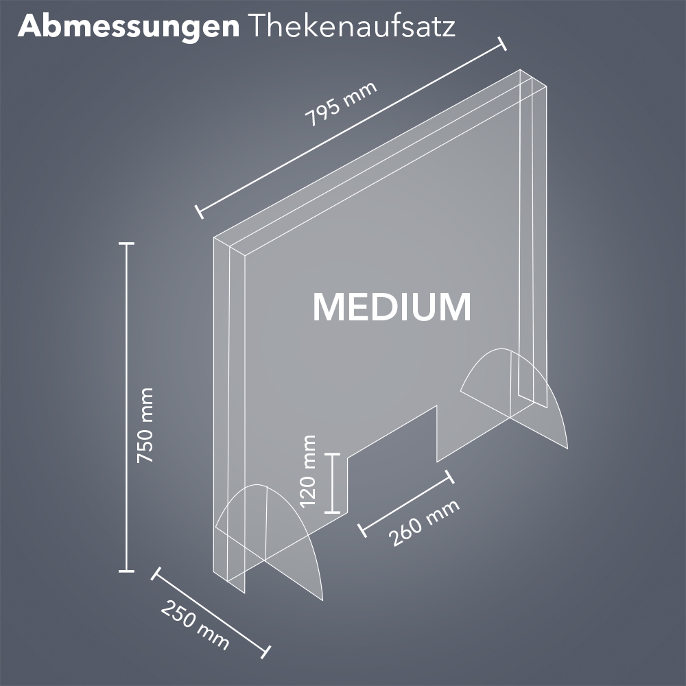 Abmessungen Thekenaufsatz (medium)