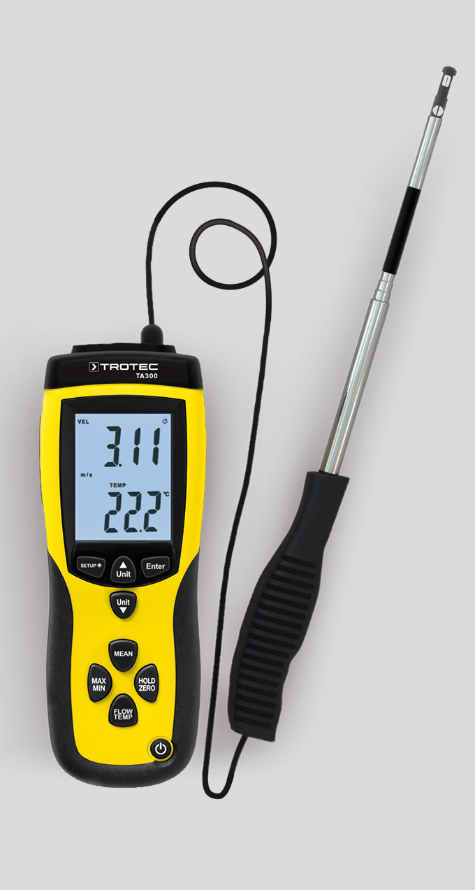 TROTEC Thermoanemometer TA300Anemometer Windmessgerät Windmesser Volumenstrom 