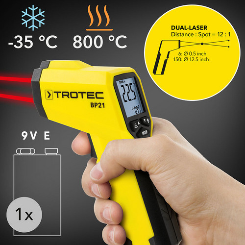 Berührungslose Oberflächentemperaturmessung von -35°C bis +800°C.