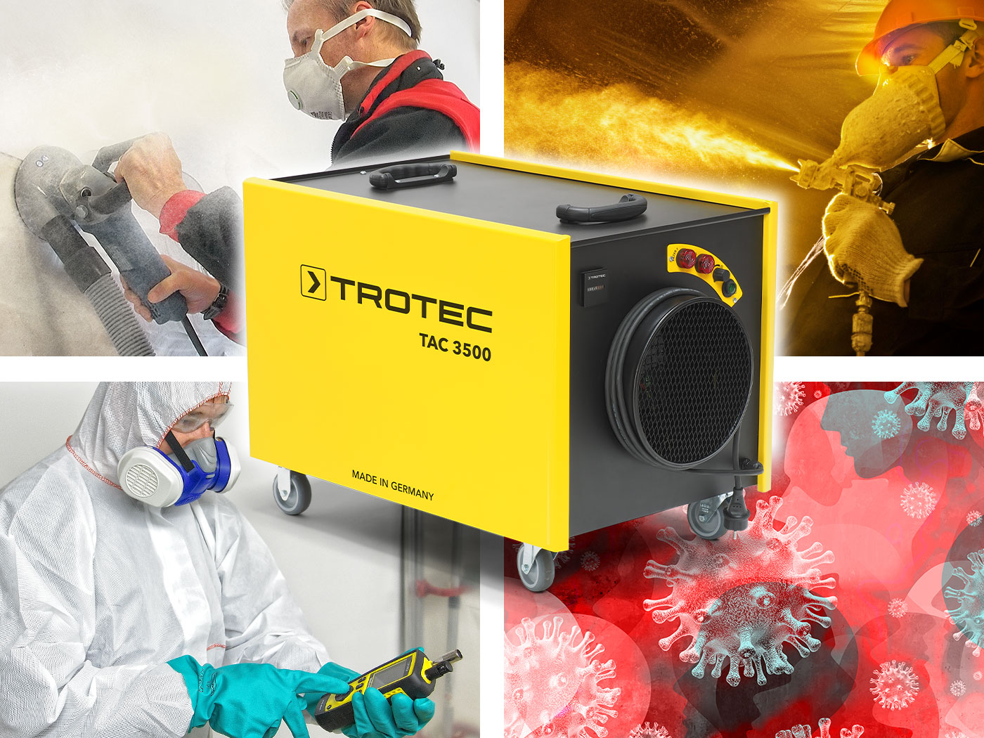 De TAC 3500 is variabel toepasbaar voor zowel bouwplaats- als cleanroomsaneringen