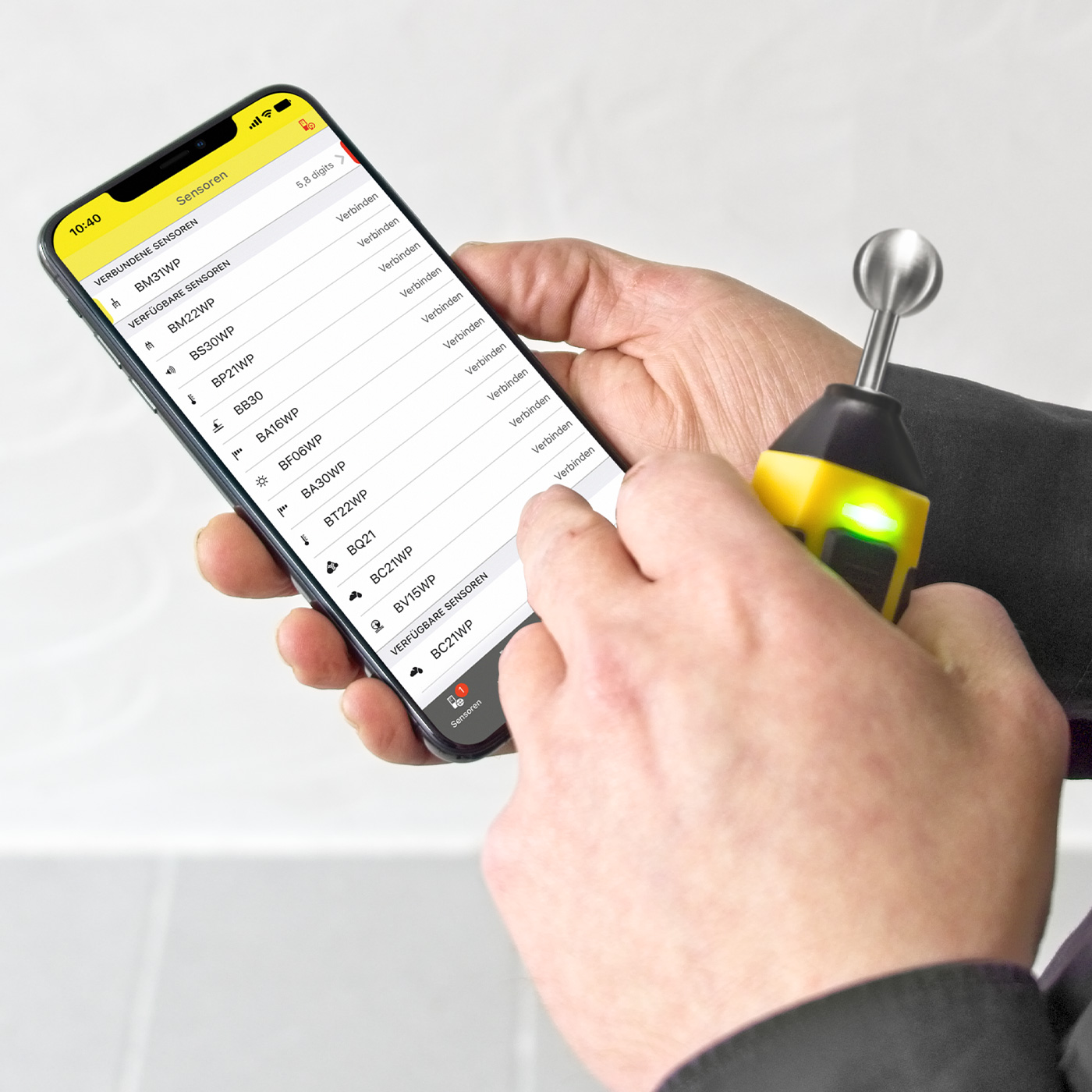TROTEC BM22WP AppSensor Materialfeuchtemessgerät mit Smartphone-Bedienung Feuchtigkeit Messen Schimmel Wand Boden Decke Messgerät Innen-Raum 