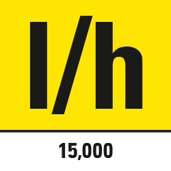 Flow rate of 15,000 litres per hour