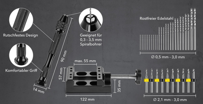 Handbohrer-Set - Ergonomie & Abmessung