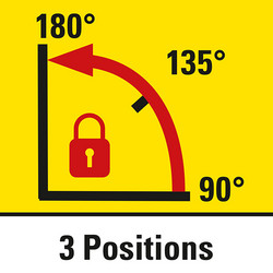 In 3 Winkeleinstellungen arretierbar: 90°, 135° und 180°