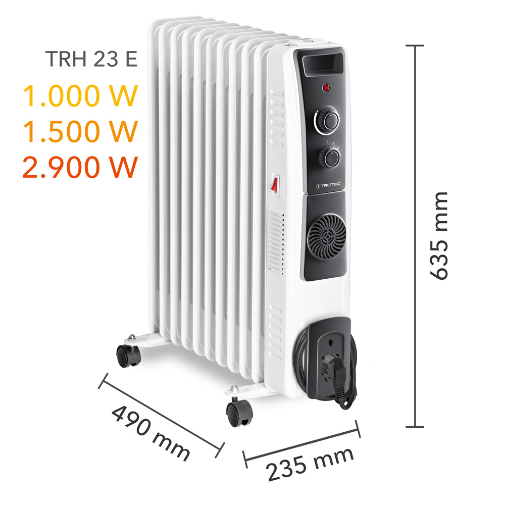 Масляный радиатор TRH 23 E - размеры