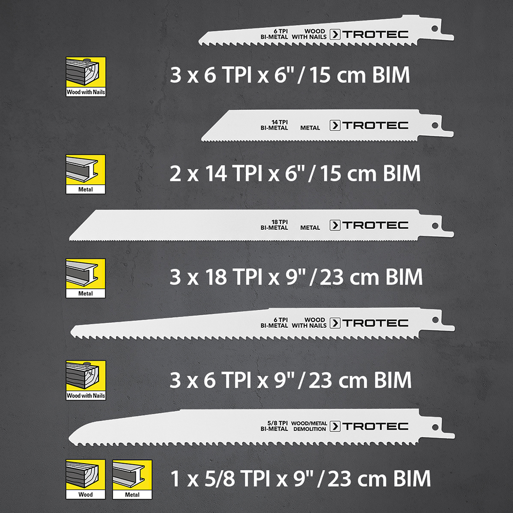 Säbelsägeblätter-Set, 12teilig