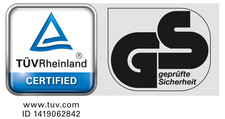 Sécurité contrôlée, TÜV GS ID 1419062842 Sécurité contrôlée, TÜV GS ID 1419062842