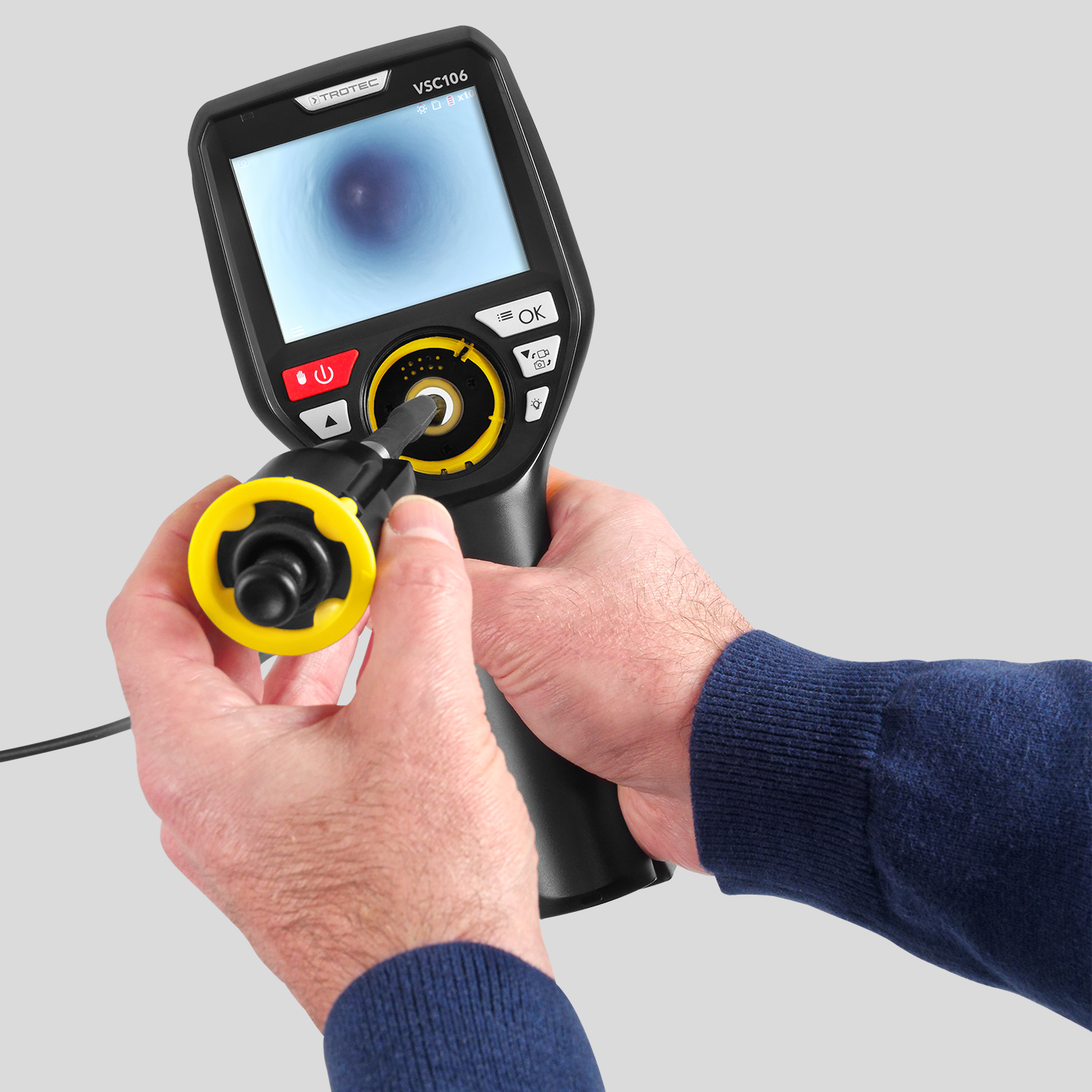 Sonda de cámara intercambiable, completa incluyendo la unidad de control con joystick