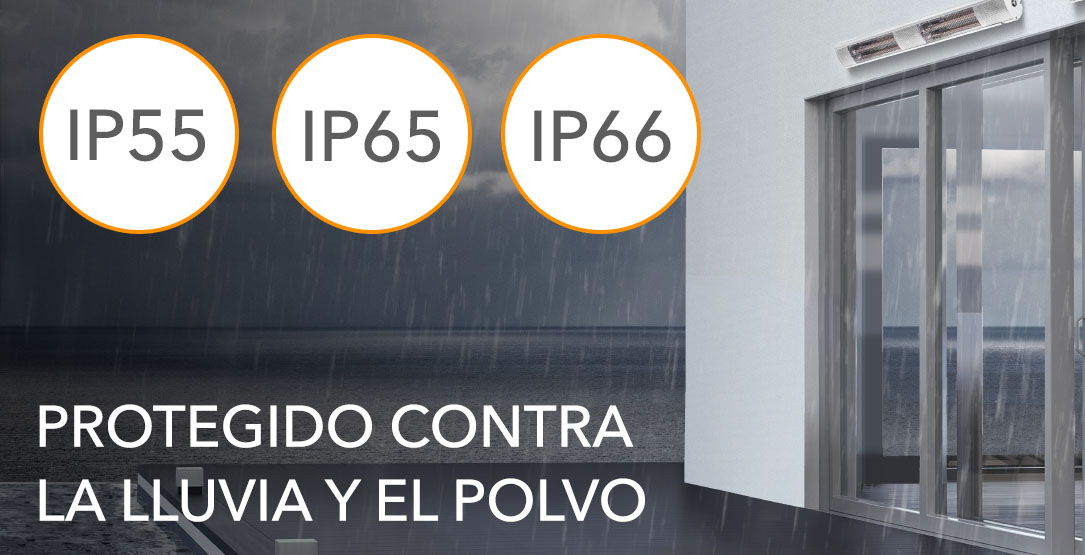 Tipo de protección IP55 e IP65 − protección contra la lluvia y el polvo
