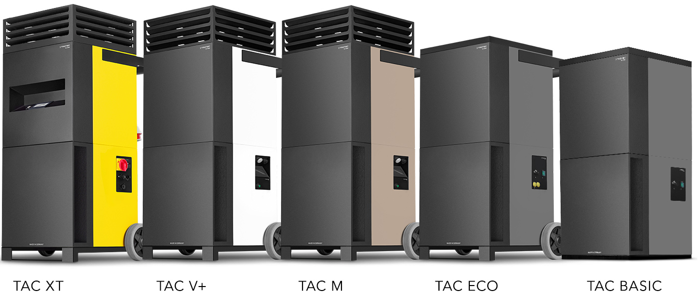 Trotec-Hochleistungsluftreiniger: TAC XT, TAC V+, TAC M, TAC ECO und TAC Basic