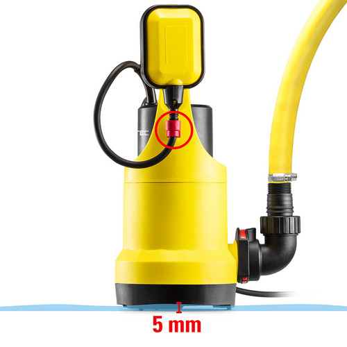 W trybie ciągłym pompa umożliwia obniżenie poziomu wody do 5 mm