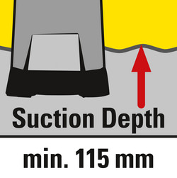 Zum Starten des Gerätes r eicht ein Wasserstand von nur 115 mm